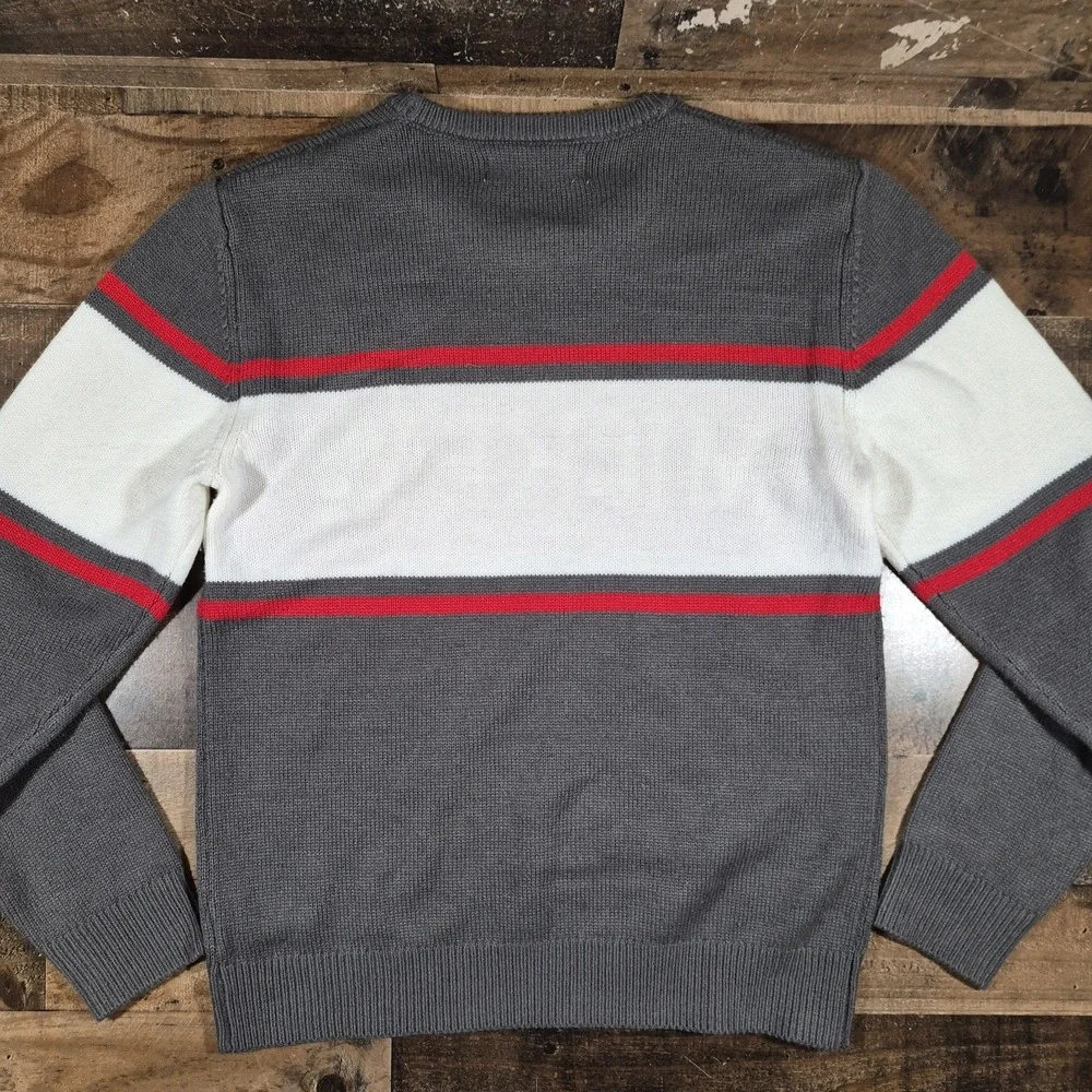 Disney Mickey Mouse Sweater Mens Medium Gray Varsity Block Embroidered Park